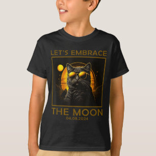 Niedliche Katze Totale Sonnenfinsternis Umarmung T-Shirt