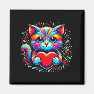 Niedliche Katze umarmt Valentinsherz Kitty Love Ca Magnet
