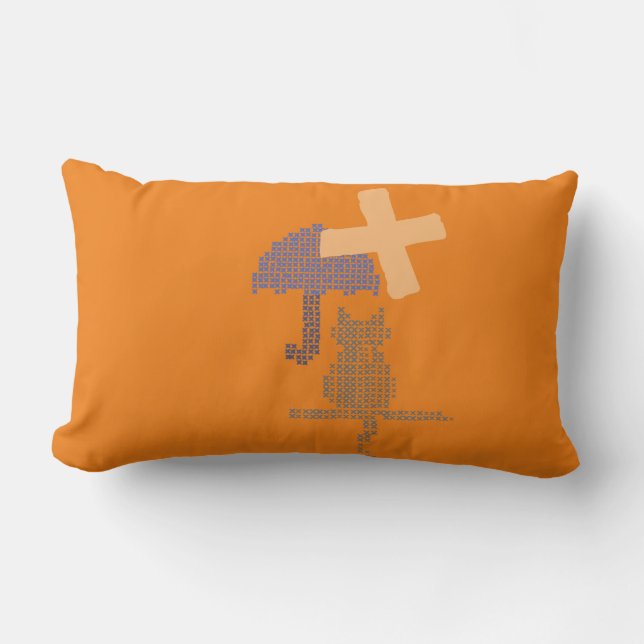 Niedliche Katze Umbrella Kinderzimmer Kids Monogra Lendenkissen (Vorderseite)
