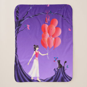 Niedliche Katze und Ballerina am Mitternachtsbaum Sherpadecke