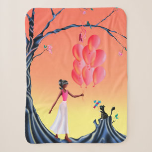 Niedliche Katze und Ballerina bei Sonnenuntergang Sherpadecke