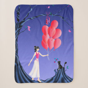 Niedliche Katze und Ballerina in der Nacht Tree Sh Sherpadecke