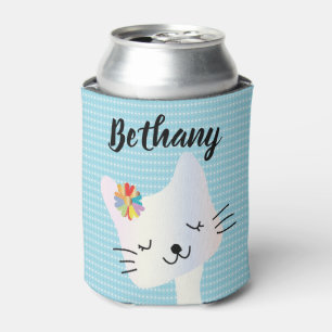 Niedliche Katze und Blume Personalisiert Dosenkühler