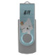 Niedliche Katze und Blumen-Dotty personalisiertes USB Stick (Vorderseite Vertikal)
