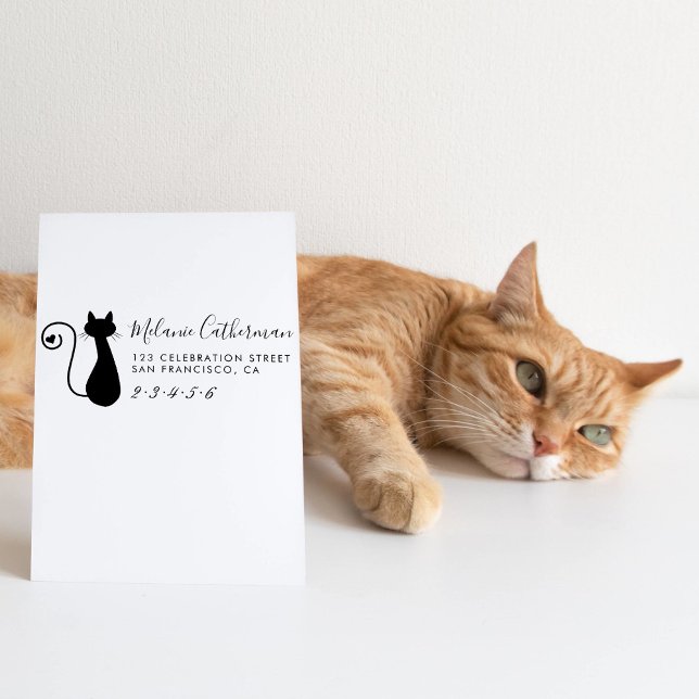 Niedliche Katze und Herz | Individuelle Name und R Gummistempel (Von Creator hochgeladen)