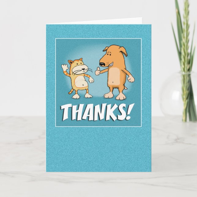 Niedliche Katze und Hund Vielen Dank Dankeskarte (Vorderseite)