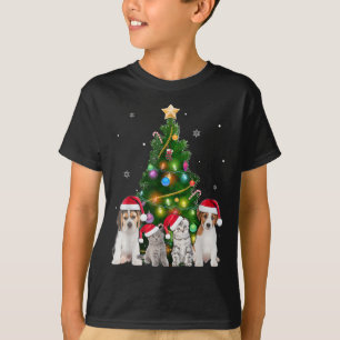 Niedliche Katze und Hund Weihnachtsbaum Katze Love T-Shirt