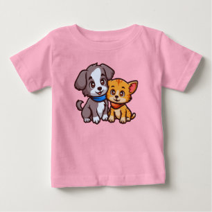 Niedliche Katze und Hunde für Tierliebhaber Baby T-shirt