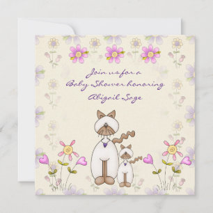 Niedliche Katze und Kitten Girls Babydusche Einladung