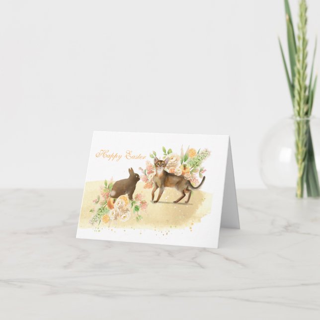 Niedliche Katze und Osterkarte aus der Katze Karte (Vorderseite)