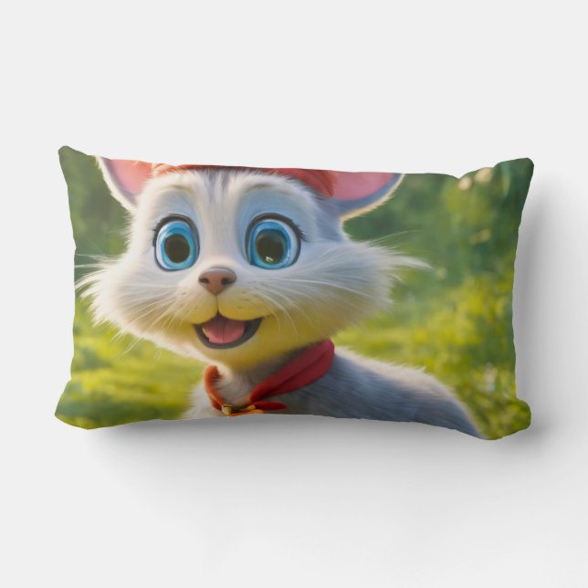 Niedliche Katze und Ratten Lendenkissen (Rückseite)