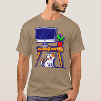 Niedliche Katze unter Cartoon T-Shirt