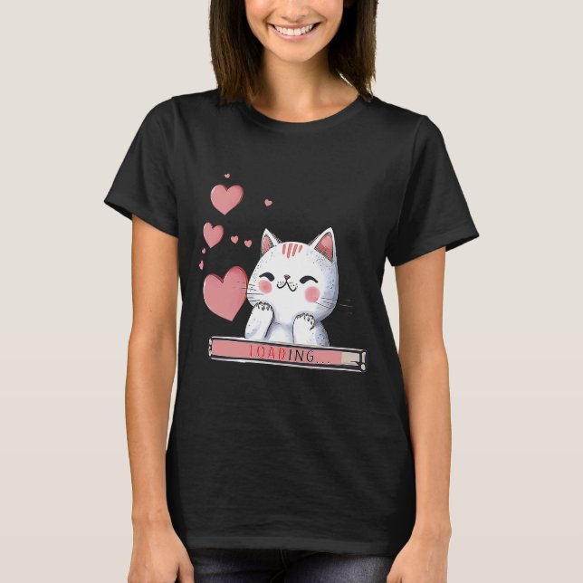 Niedliche Katze Valentine Day Kitten Kitty I Liebe T-Shirt (Vorderseite)