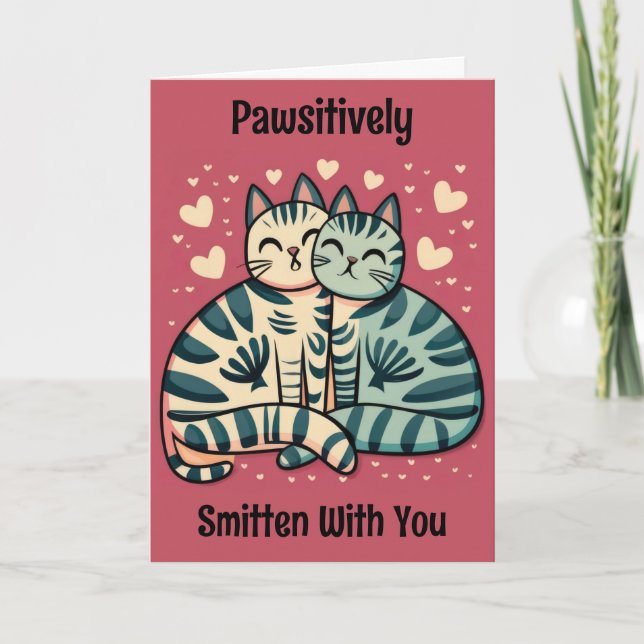 Niedliche Katze Valentine Karte (Vorderseite)