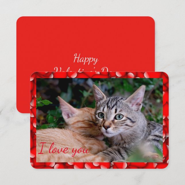 Niedliche Katze Valentinkarte Einladung (Vorne/Hinten)