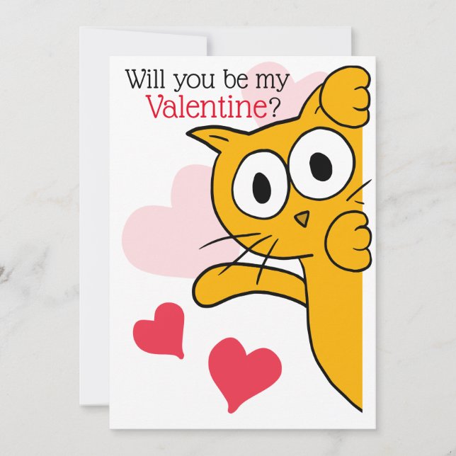 Niedliche Katze wirst du meine Valentine-Wohnung b Karte (Vorderseite)