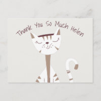 Niedliche Katze Zeichn Name Danke Postkarte