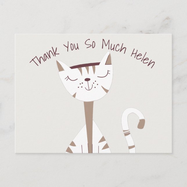 Niedliche Katze Zeichn Name Danke Postkarte (Vorderseite)