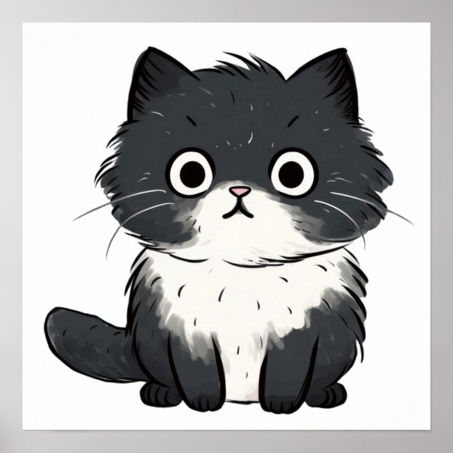 Niedliche Katze zeichne klein Poster (Vorne)