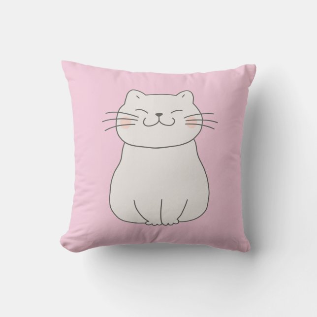 Niedliche Katze Zeichnend Kissen (Vorderseite)