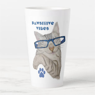 Niedliche Katze Zeichnend Pawsitive Vibes Positive Milchtasse