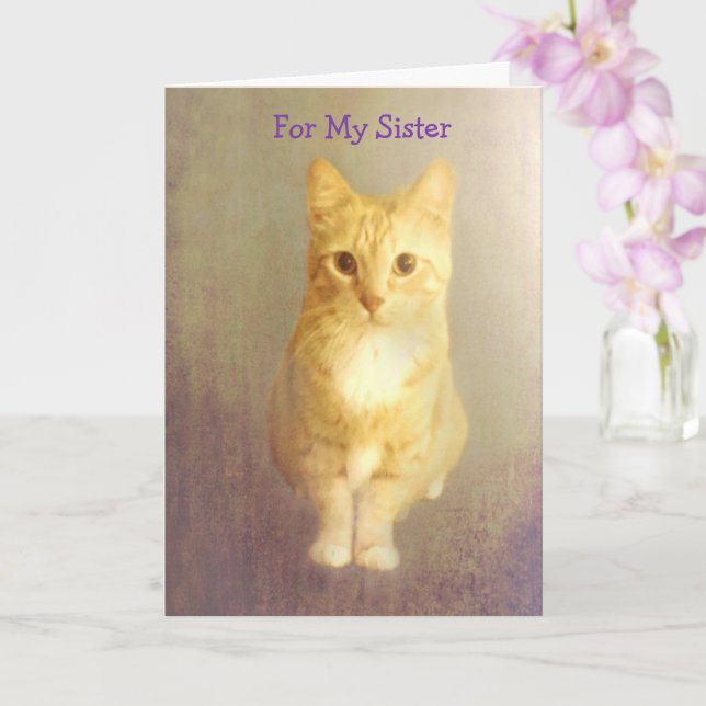 Niedliche Katze zur Unterstützung von Schwester-Kr Karte (Orchidee)