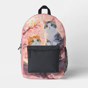 Niedliche Katzen auf einem Kirschblütenbaum Bedruckter Rucksack