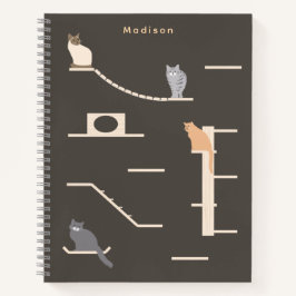 Niedliche Katzen auf Katzenwänden Möbel dunkelgrau Notizbuch