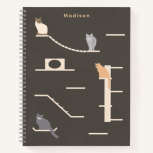 Niedliche Katzen auf Katzenwänden Möbel dunkelgrau Notizbuch