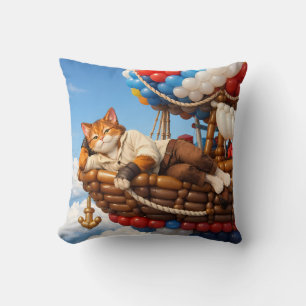 Niedliche Katzen-Ballon-Abenteuer-Kinder-Kissen-De Kissen