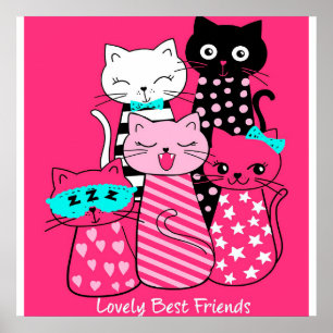 Niedliche Katzen Beste Freunde Geschenk Funny Kitt Poster