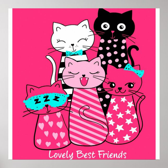 Niedliche Katzen Beste Freunde Geschenk Funny Kitt Poster (Vorne)