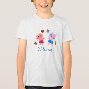 Niedliche Katzen Blaue Geburtsname Tri-Blend Shirt