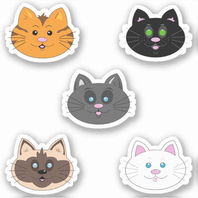 Niedliche Katzen Cartoon Aufkleber (Vorderseite)