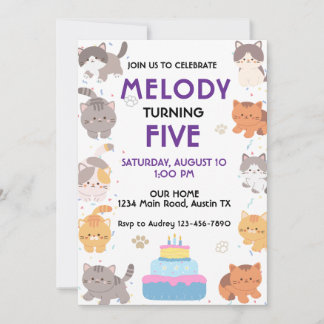 Niedliche Katzen Einladung zum Geburtstag