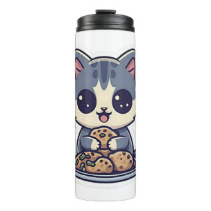 Niedliche Katzen essen Cookies Klassischer T - Shi Thermosbecher