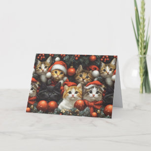 Niedliche Katzen feiern Weihnachtsfeiertage Dankeskarte