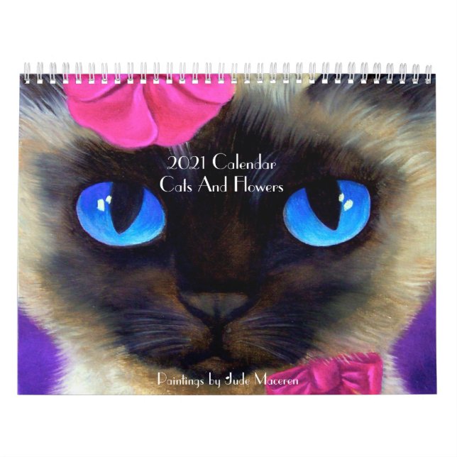 Niedliche Katzen Feline Florals Moderne Kunst 2022 Kalender (Titelbild)