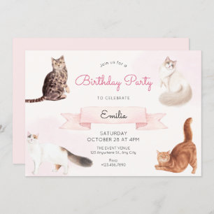 Niedliche Katzen Geburtstag Einladung