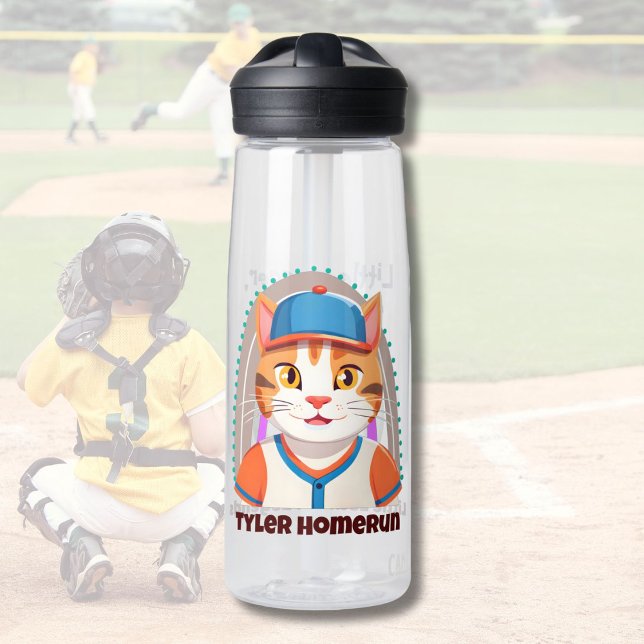 Niedliche Katzen Geschenke für Baseball-Spieler Li Trinkflasche (Cute Cat Gifts for Baseball Players Lovers Boys)