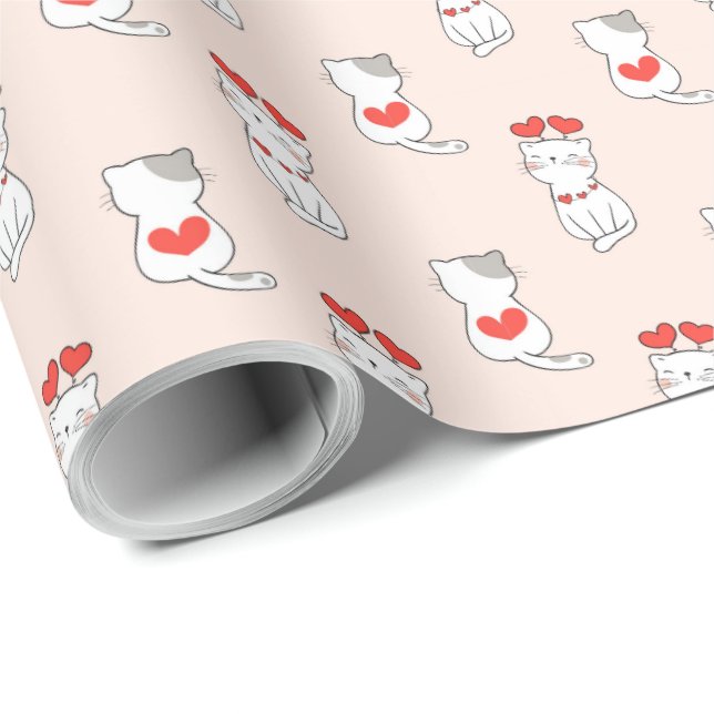 Niedliche Katzen Geschenkpapier (Rolleneckpunkt)
