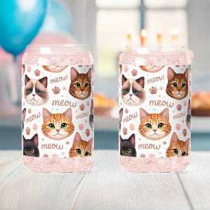 Niedliche Katzen Gesichter und Miaumuster, anbetun Dosenglas