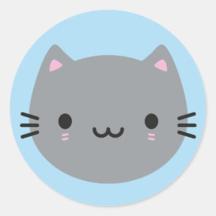 Niedliche Katzen - graues Kawaii Kätzchen Runder Aufkleber