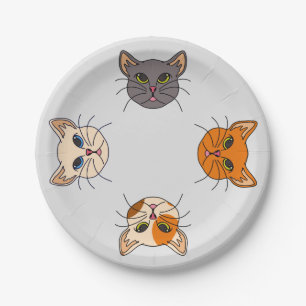 Niedliche Katzen Gray Calico Cream Orange Paper Pl Pappteller