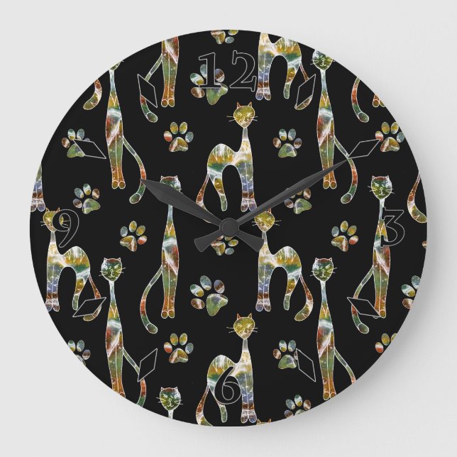 Niedliche Katzen Große Wanduhr (Vorderseite)