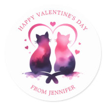 Niedliche Katzen Happy Valentine Day Aufkleber