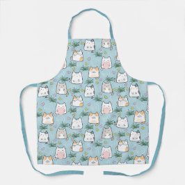 Niedliche Katzen Herz-Blau Themed Schürze