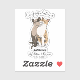 Niedliche Katzen Hochzeit Aufkleber