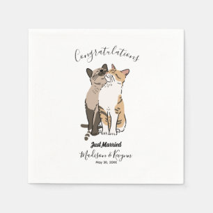 Niedliche Katzen Hochzeit Serviette
