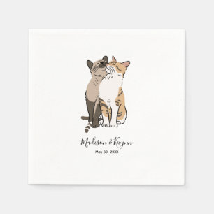 Niedliche Katzen Hochzeit Serviette